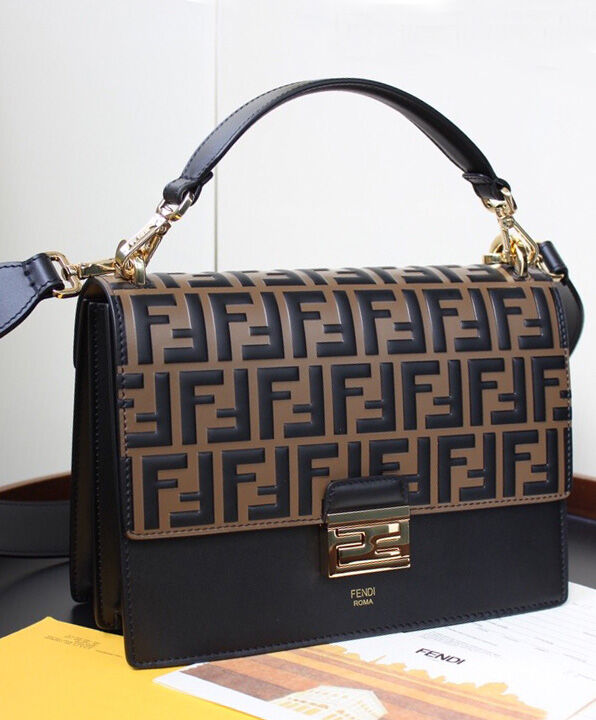 Fendi Kan I Leather Bag 8BT315 Coffee